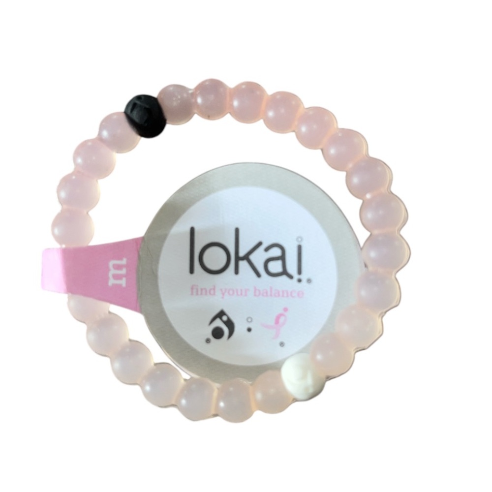 Lokai  Pastel Pink Stretch Beaded Balance Bracelet with Black Bead